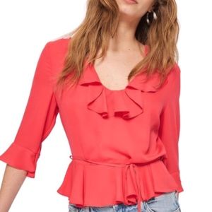Topshop Red Ruffle Blouse